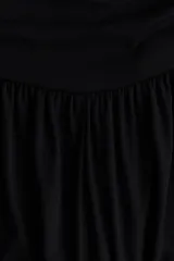 Short negro de viscosa con cintura ancha fruncida y drapeado lateral.