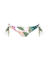 Calzón de bikini con estampado floral y lazos laterales.
