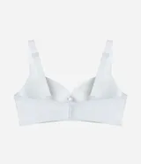 Soutien básico blanco de microfibra con relleno, base reforzada y breteles regulables. Ofrece confort y amplia cobertura de los senos.
