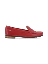 Mocasín Galgo de mujer, confeccionado en cuero color dorado. Diseño clásico y elegante con remache metálico con el logo de la marca.
