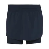 Pantalón corto tipo skort de Adidas, color azul, diseñado para running con dos capas.