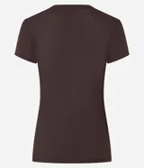 Remera deportiva marrón de microfibra texturizada, con cuello redondo, mangas cortas y estampa frontal con el texto "Sunday Coffee Dept.".