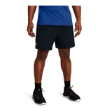Short deportivo Under Armour Vanish Woven de hombre, color celeste con calza interior negra y logo estampado en la pierna izquierda.