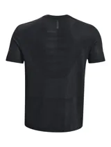 Remera deportiva gris jaspeado de corte clásico, con cuello redondo y mangas cortas. Confeccionada con tejido de punto transpirable y tecnología seamless para mayor comodidad.