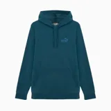 Buzo hoodie Puma Essentials Elevated color azul petróleo con logo bordado al tono en el pecho y bolsillo tipo canguro.