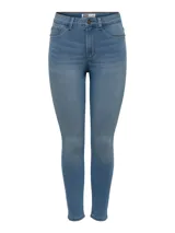 Jean skinny de tiro alto color celeste.