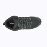 Bota de trekking Merrell Crosslander 3 Mid WP, color negro con detalles en gris. Fabricada en cuero y malla transpirable, con membrana impermeable, puntera sintética resistente a la abrasión y suela de goma con tracción.