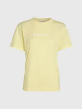 Remera amarilla de algodón con logo de Calvin Klein bordado en el centro del pecho.