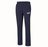 Pantalón de jogging Puma ESS Logo para hombre, color azul marino, con cintura elástica ajustable, corte recto y logo estampado en blanco en la pierna izquierda.