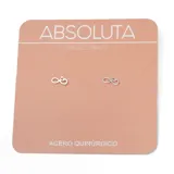 Par de aros miniaturas con forma de infinito, de acero quirúrgico.