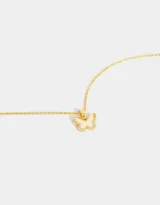 Cadena corta dorada de acero quirúrgico con dije de mariposa en nácar y strass.