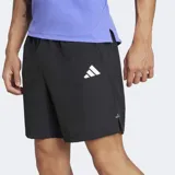 Short deportivo Adidas color negro con logo blanco en la pierna izquierda. Confeccionado en tejido elástico con tecnología CLIMACOOL que absorbe y dispersa el sudor.