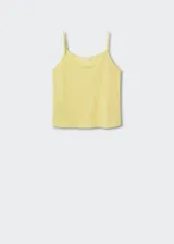 Top amarillo claro de tirantes finos, escote redondo y corte recto.