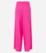 Pantalón pantacourt color fucsia de tejido viscolino con cintura elástica y lazo.
