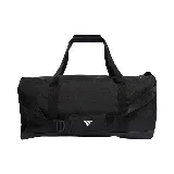 Bolso deportivo Adidas Linear Duff M, color negro con logo blanco estampado en el frente. Cuenta con doble asa de mano y correa ajustable para el hombro.