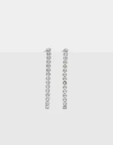 Aros largos colgantes dorados con tira de strass.