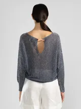 Sweater tejido en jersey con lurex, escote bote y detalle de tigre insignia de Polonio en la espalda.