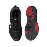 Championes de básquet Adidas Ownthegame, color negro con detalles en rojo y blanco. Exterior de malla y amortiguación Lightmotion.