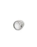 Anillo plateado con forma de yin yang con incrustaciones de circonitas.