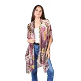 Kimono largo con estampado abstracto y animal print.