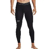 Calza deportiva Under Armour HeatGear para hombre, color negro con logo en blanco en la pierna izquierda y cintura elástica con la inscripción "Under Armour".