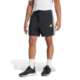 Short deportivo Adidas 3s Chelsea para hombre, color negro con tres rayas blancas a los costados y logo de la marca en la pierna izquierda.