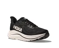 Championes de running Hoka Clifton 10, color negro con suela blanca.