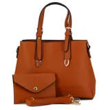 Cartera color marrón con correa larga y corta, incluye monedero.