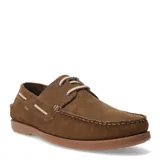 Zapato náutico de cuero color marrón con cordones y suela de goma.