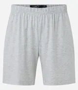 Conjunto de pijama corto para hombre marca Viko, compuesto por una remera de media malla con cuello en V y estampado de rayas horizontales, y una bermuda lisa con cintura elástica.