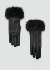 Guantes negros de poliuretano con puños de piel sintética.