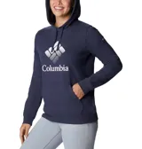 Buzo negro con capucha y bolsillo tipo canguro. Logotipo de Columbia estampado en blanco en el pecho.