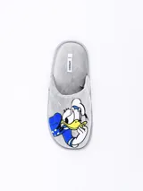 Pantuflas grises cerradas con diseño bordado de Donald.