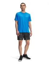 Short deportivo Under Armour Vanish Woven para hombre, color negro con estampado abstracto en gris oscuro y logo de la marca en el muslo izquierdo. Confeccionado en tejido ligero y transpirable de secado rápido.