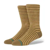 Par de medias Stance Skipper Stone a rayas horizontales marrones y beige.