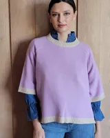 Sweater rojo de lana lambswool con mangas 3/4.