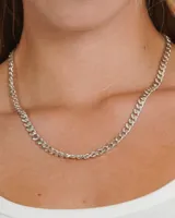 Cadena plateada de eslabones tipo cuban, de la marca TwoJeys.