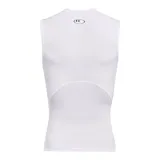 Musculosa negra Under Armour HeatGear de compresión, sin mangas y con logo blanco en el pecho.