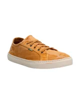 Zapatillas acordonadas color ocre, hechas en España con algodón orgánico.
