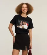 Remera negra de algodón con estampado de Troy y Gabriela de High School Musical.