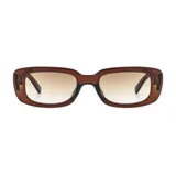 Gafas de sol unisex con montura rectangular color marrón y lentes degradadas marrones. Fabricadas con plástico reciclado y filtro UV 400.