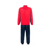 Conjunto deportivo de Joma, compuesto por chaqueta roja y pantalones azul marino, de corte cómodo y ajuste regular.