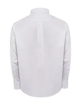 Camisa de hombre RKF Cityscape, de manga larga, corte regular y cuello americano abotonado. Diseño a cuadros pequeños en tonos blanco y celeste.