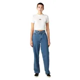 Remera blanca de corte cropped con logo de Dickies bordado en el pecho.