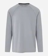 Remera deportiva gris de manga larga con tecnología Dry Fit y mangas raglán.