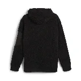 Buzo hoodie Puma de hombre, color negro, con textura de corderito y logo bordado en el pecho. Cuenta con capucha y bolsillo con cierre en la manga izquierda.