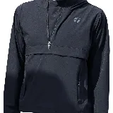 Campera deportiva Topper Sprint para mujer, color negro, con capucha y cierre de medio cuerpo.