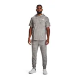 Pantalón de jogging Under Armour Rival Terry para hombre, color azul marino, con logo bordado en blanco en la pierna izquierda y cordón de ajuste blanco en la cintura.