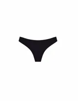 Bombacha de bikini vedetina color negro, confeccionada en tejido italiano con filtro UV+50.