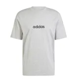 Remera gris de Adidas con logo lineal en el pecho.